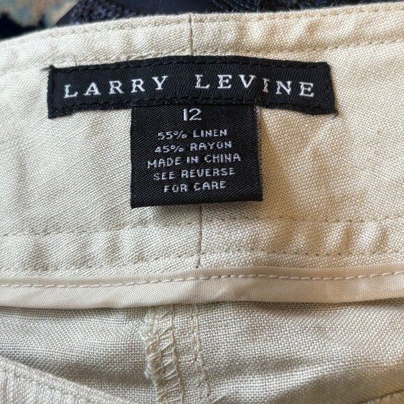 New with Tags! Larry Levine Chelsea Linen Khaki Crop Cargo Walking Pants Sz 12 - Picture 5 of 6
